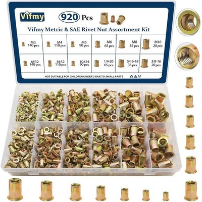Metric & SAE Rivet Nut Set: 920 Pcs for Convenient Storage & Easy Installation