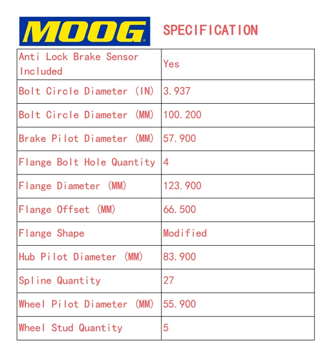 MOOG Rear Wheel Hub Bearings Set For Subaru Impreza 2008-14 Forester BRZ 5Lugs - Image 3 of 4
