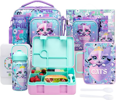 Lunch Box Kids Bento Box for Girls with Ice Pack,Lunch Bag,Stainless Steel Water