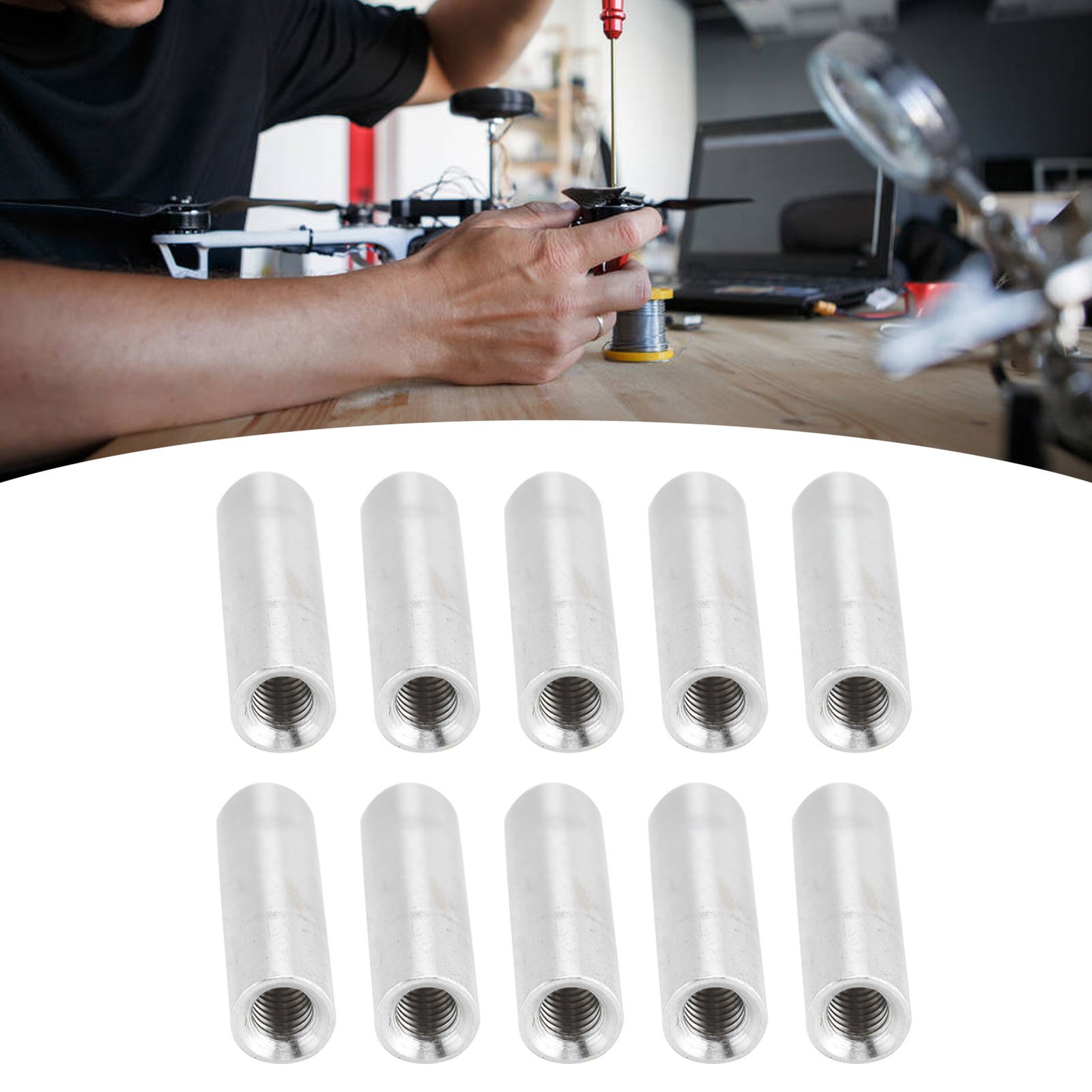 10Pcs 22mm Standoff Aluminum Alloy Threaded Round Column Spacer For Quadcopter
