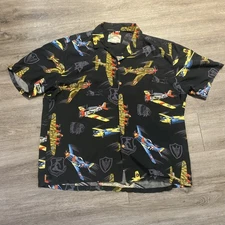Vintage Paradise Found Shirt Mens 2XL Hawaiian Airplane Aviation WW2 Aloha