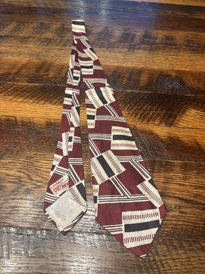 vintage 1940s/1950s Esquire Cravat Atomic Geometric Necktie   Burgundy Mod Tie