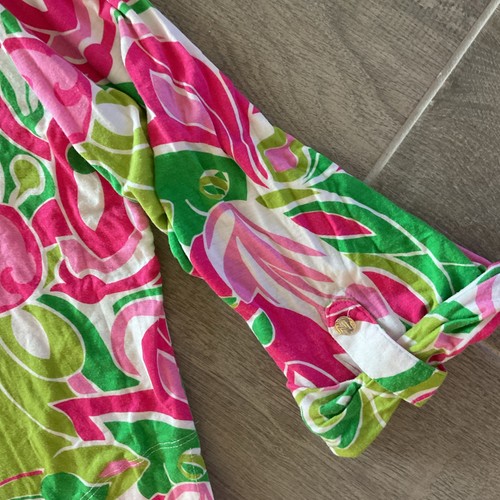 Beach Candie rosa verde stampa felpa con cappuccio copricostume abito corto lounge L - Foto 3 di 4