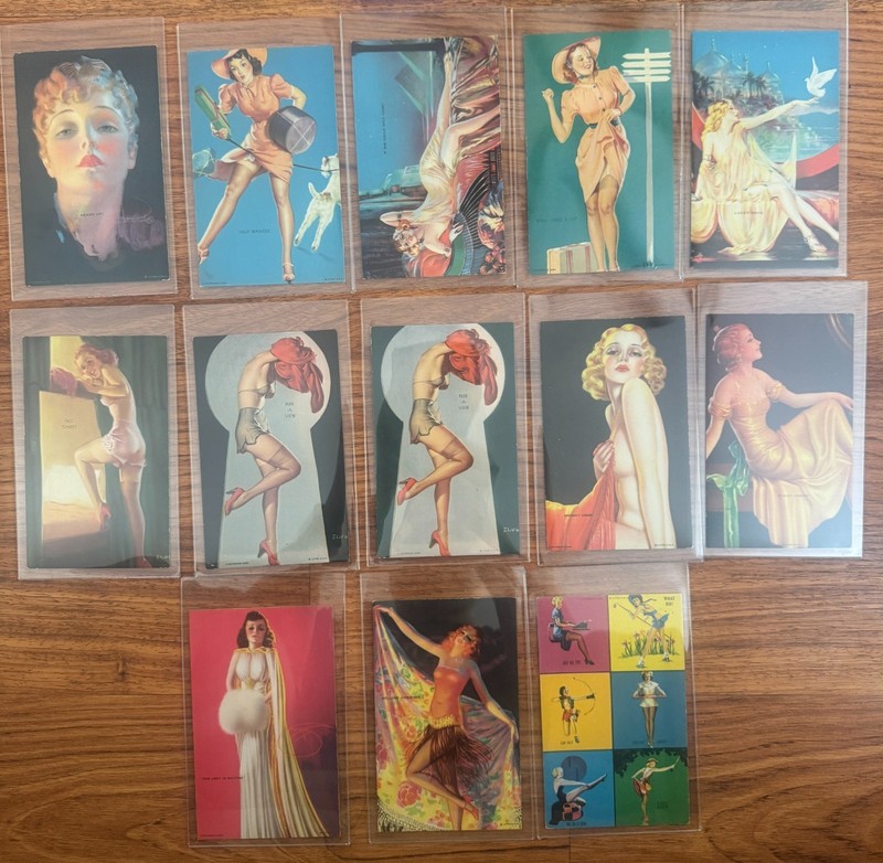 Lot of 13 1941 All-American Girls mutoscope pin up girls 1940s Elvgren DeVorrs