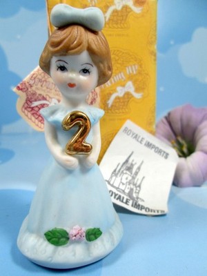 Enesco Growing Up Girls Birthday Age 2 Brunette Blue Dress In Box