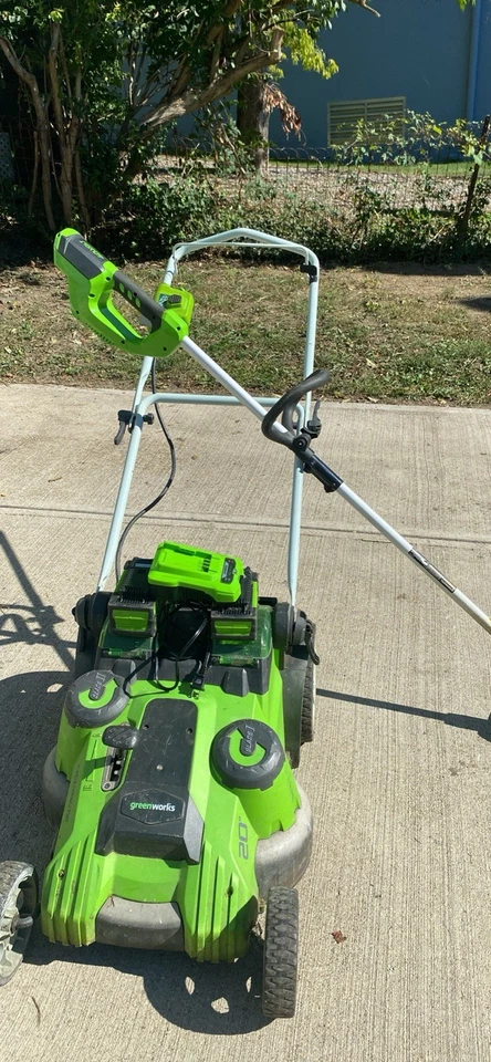 Greenworks Lawn Mower And Weed Trimmer W/ 2 Batteries And Charger - Image 2 of 4