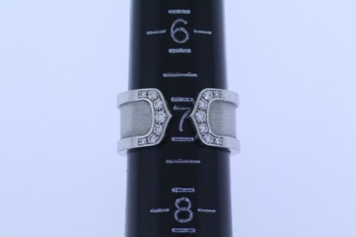 Auténtico Anillo Cartier Doble C En Oro Blanco 18k Con Diamantes Talla 7 - Imagen 24 de 24
