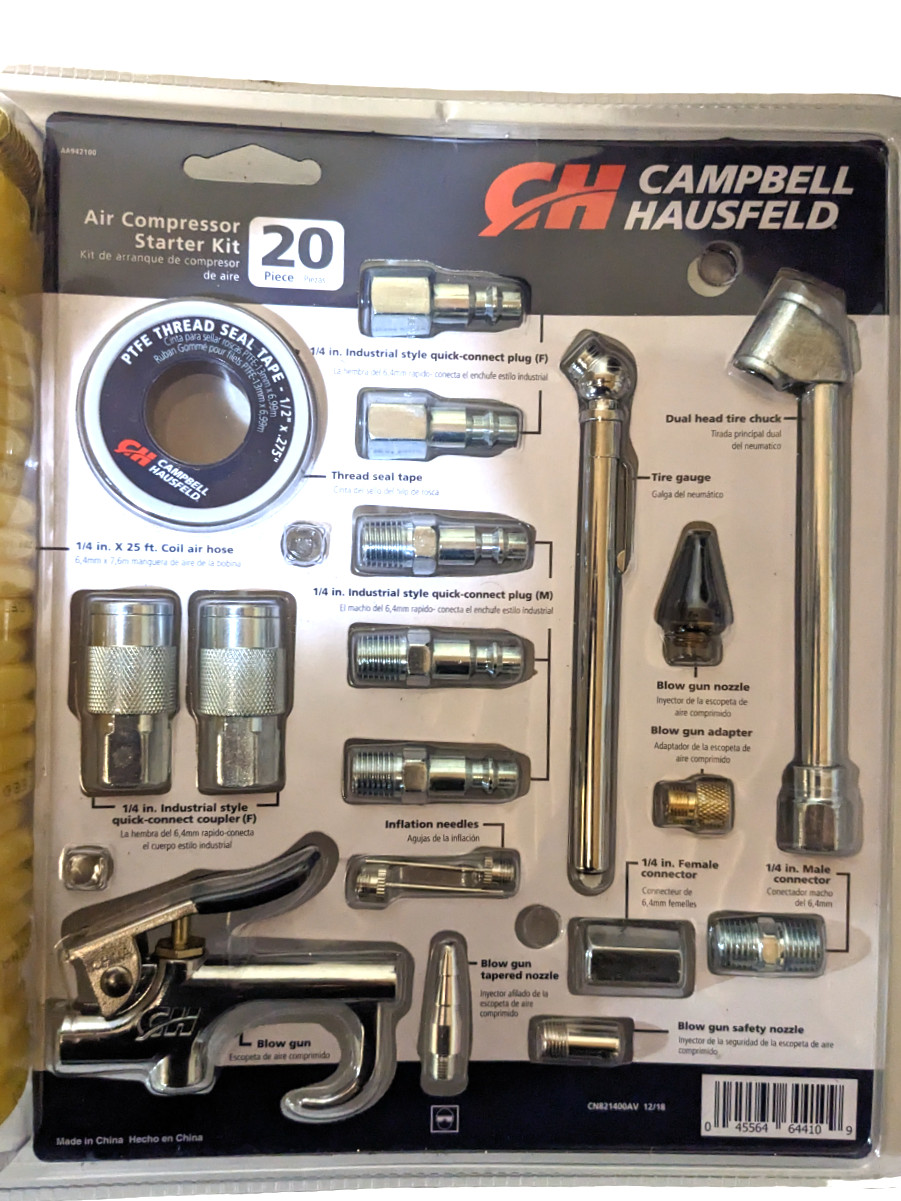 CAMPBELL HAUSFELD 20 PIECE AIR COMPRESSOR ACCESSORY STARTER KIT SEALED
