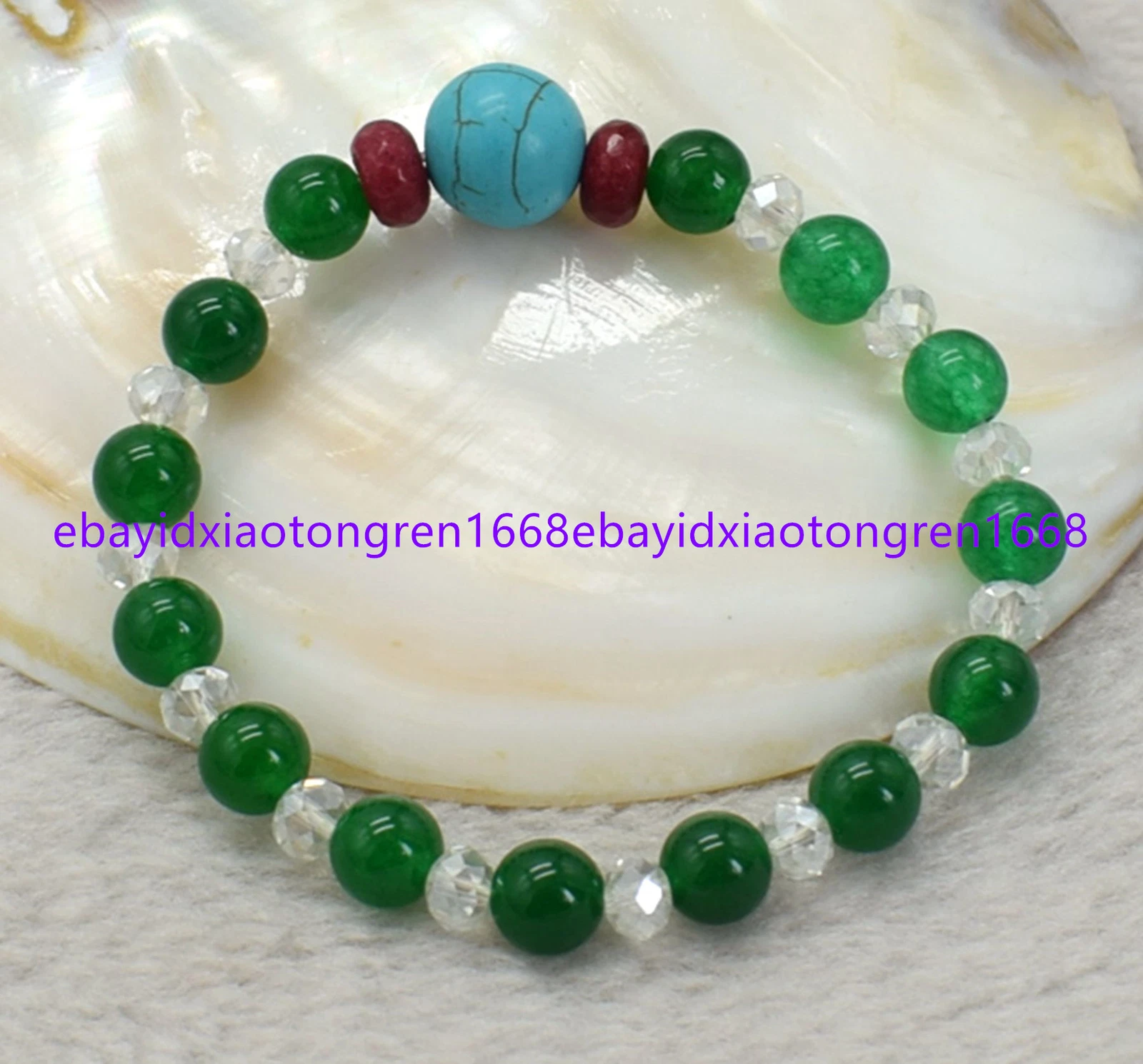 VALENTINO Bracciali Elasticizzati Perline Pietre Preziose Turchese Cristallo Giada Verde Naturale 7 5 Pollici