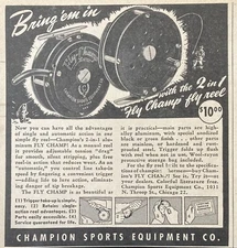 1947 AD.(XH2)~CHAMPION SPORTS EQUIP., CO. CHICAGO. 2-IN-1 ALUMINUM FLY CHAMP
