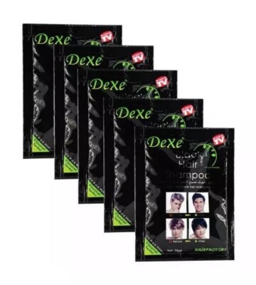 5 Bags DEXE Black Hair Shampoo Best Instant Hair Color Dye:  100% Authentic 