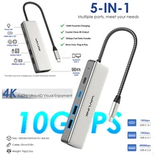 Thunderbolt USB C Hub 5-In-1 4K HDMI Display 125W Charging for MacBook/Laptop