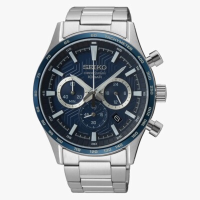 Seiko Chronograph 10 Bar Stainless Steel Men's Watch SSB445P1