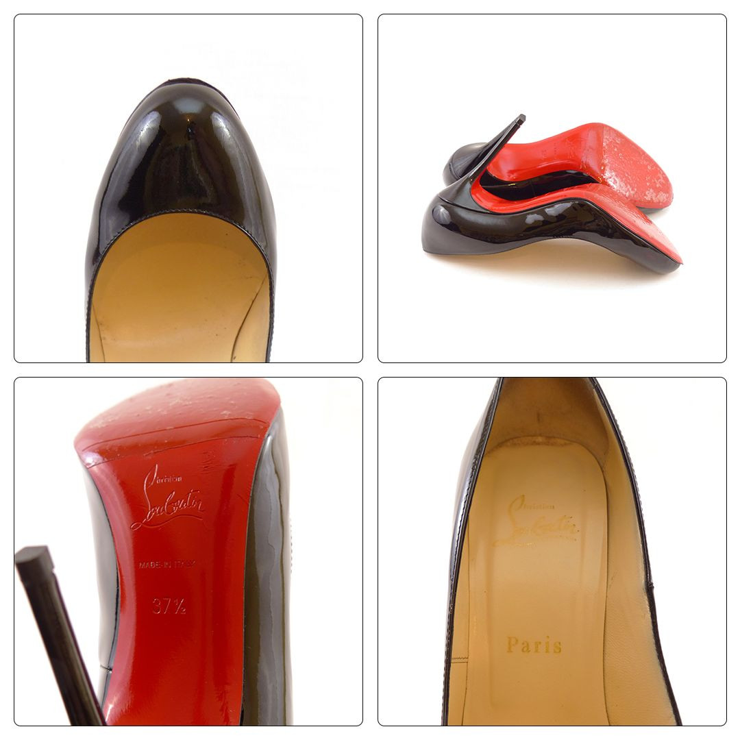 ルブタン 未使用 （37.5) FIFILLE 100 PATENT Christian Louboutin Fifille Heels 100 Black Patent Leather