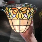 VINTAGE TIFFANY STYLE STAINED GLASS SLAG LAMP BELL TURTLEBACK SHADE Set Of 3