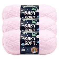 (3 Pack) Lion Brand Yarn 920-104M Baby Soft Yarn, Petal