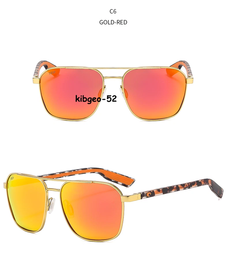 Gafas de sol Costa Del Mar Wader marco dorado espejo rojo 580P lentes polarizadas Foto 2 de 3