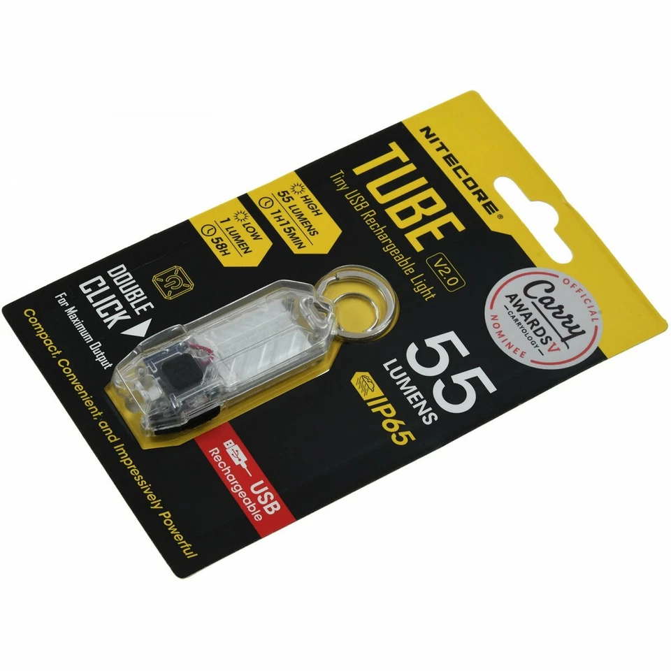Nitecore TUBE 2.0 Mini LED Taschenlampe, mit Micro USB, max. 55 Lumen, transpare