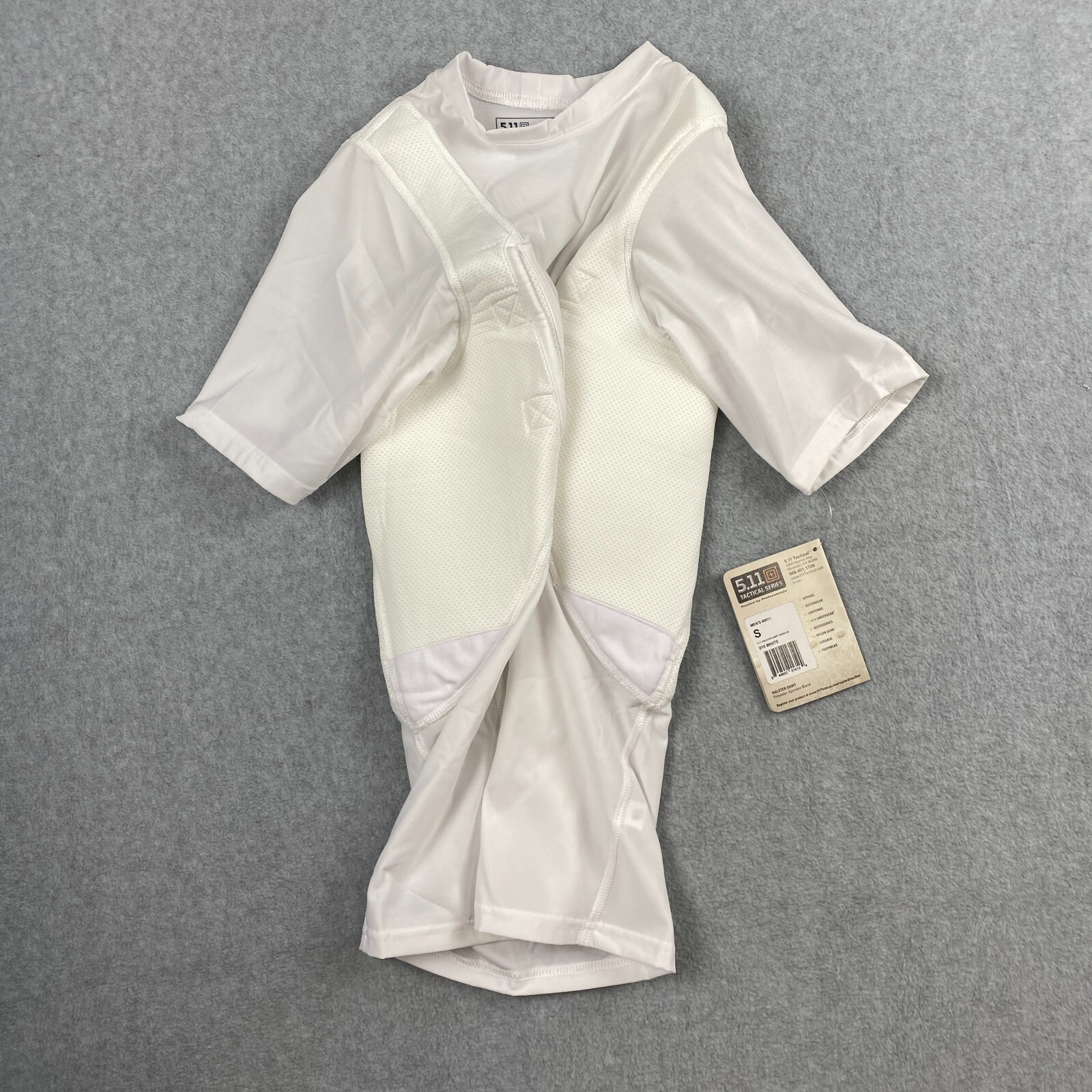 Men's S 5.11 Tactical Holster Shirt White Top Short Sleeve Padded Compression