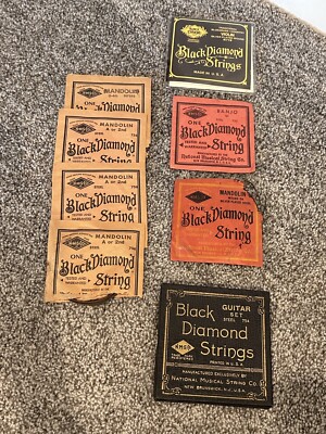Vintage Lot Guitar Strings: Black Diamond Banjo Mandolin Steel Silver Plated 