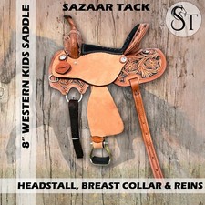 8" Western Leather Youth Kids Horse Pony Saddle Tack Set Floral Tooled Free Ship