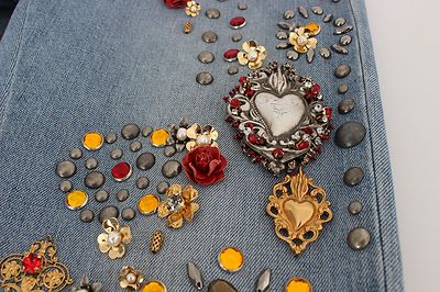DOLCE & GABBANA Jeans Crystal Roses Heart Embellished s. IT38/ US4