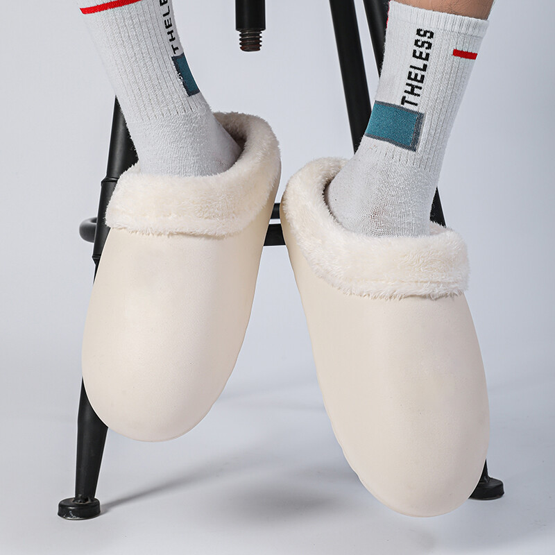 Men/Women Scuff Slippers Casual Slip On Warm Wool House Shoes Sandal