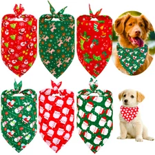 60Pcs Christmas Dog Cat Bandana Collars Xmas Santa Deer Pet Triangle Bibs Scarfs