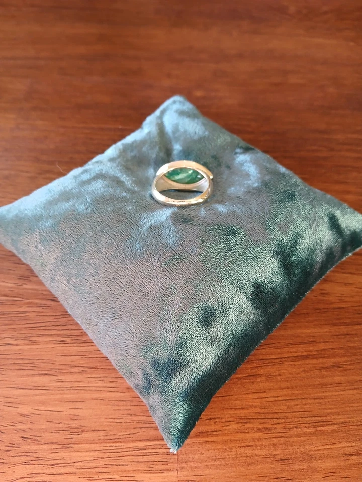Anel de prata esterlina 925 verde musgo calcedônia - Tamanho 7 - Imagem 3 de 3