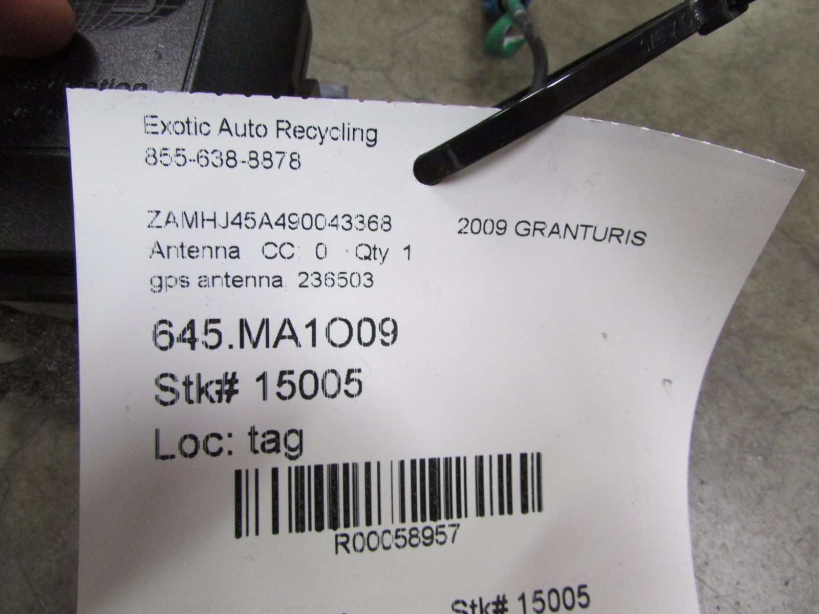 Maserati Granturismo, GPS Antenna, Used, P/N 236503