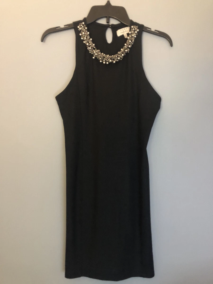 Zara Trafaluc Size Medium Sleeveless Black Dress With Silver