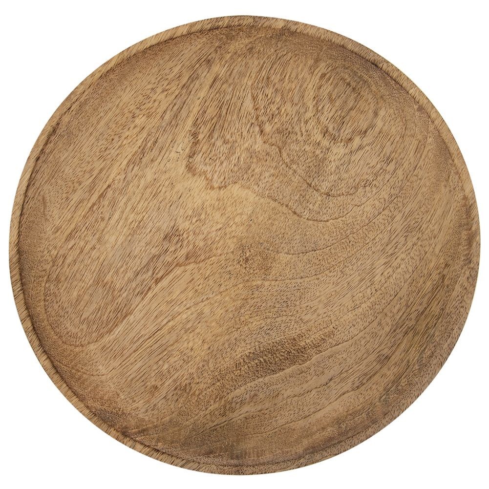 Holztablett Serviertablett Servierbrett für Obst Snacks rund aus Mangoholz 30 cm