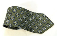 Claiborne 100 Silk Designer Neck Tie USA 58" x 3.75" Green Blue Yellow 1130