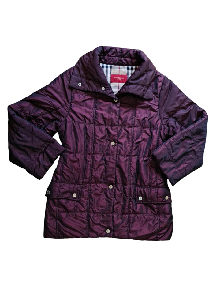 Mujer BURBERRY LONDON Chaqueta Larga Abrigo Acolchado Brillante Cuadros Nova Talla 40 Foto 2 de 4