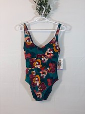 Women's Into The Bleu Swimsuit One Piece Green flower print size S
