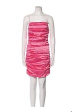 Alice + Olivia Primrose Pink Ruched Satin Dress Women Size 8 NWT $395