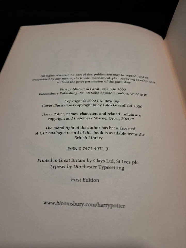Harry Potter and the Goblet of Fire UK Deluxe 1st Edition 1st Printing 2000 - Image 2 of 4