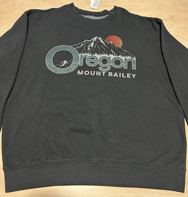 Sweatshirt Black Crewneck Graphic Pullover Adult Unisex Oregon Mount Bailey