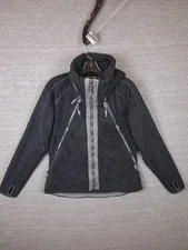 Kühl Flight Jacket Hoodie Womens Large Black Sherpa Fleece Zip Up VTG Outdoor