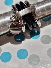 karen millen chunky stacker ring silver & black