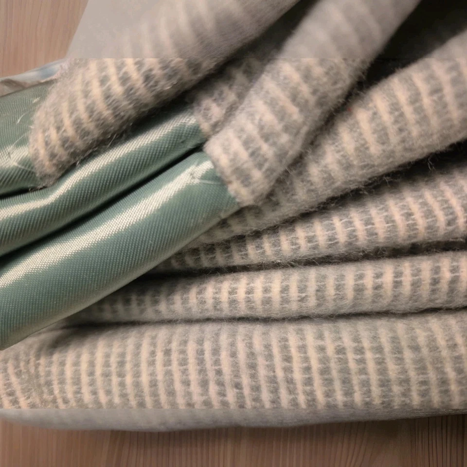 VTG SUNBEAM Electric Warming FULL Green Striped Satin Trim Acrylic 50 x 84” NIB - Image 3 of 4