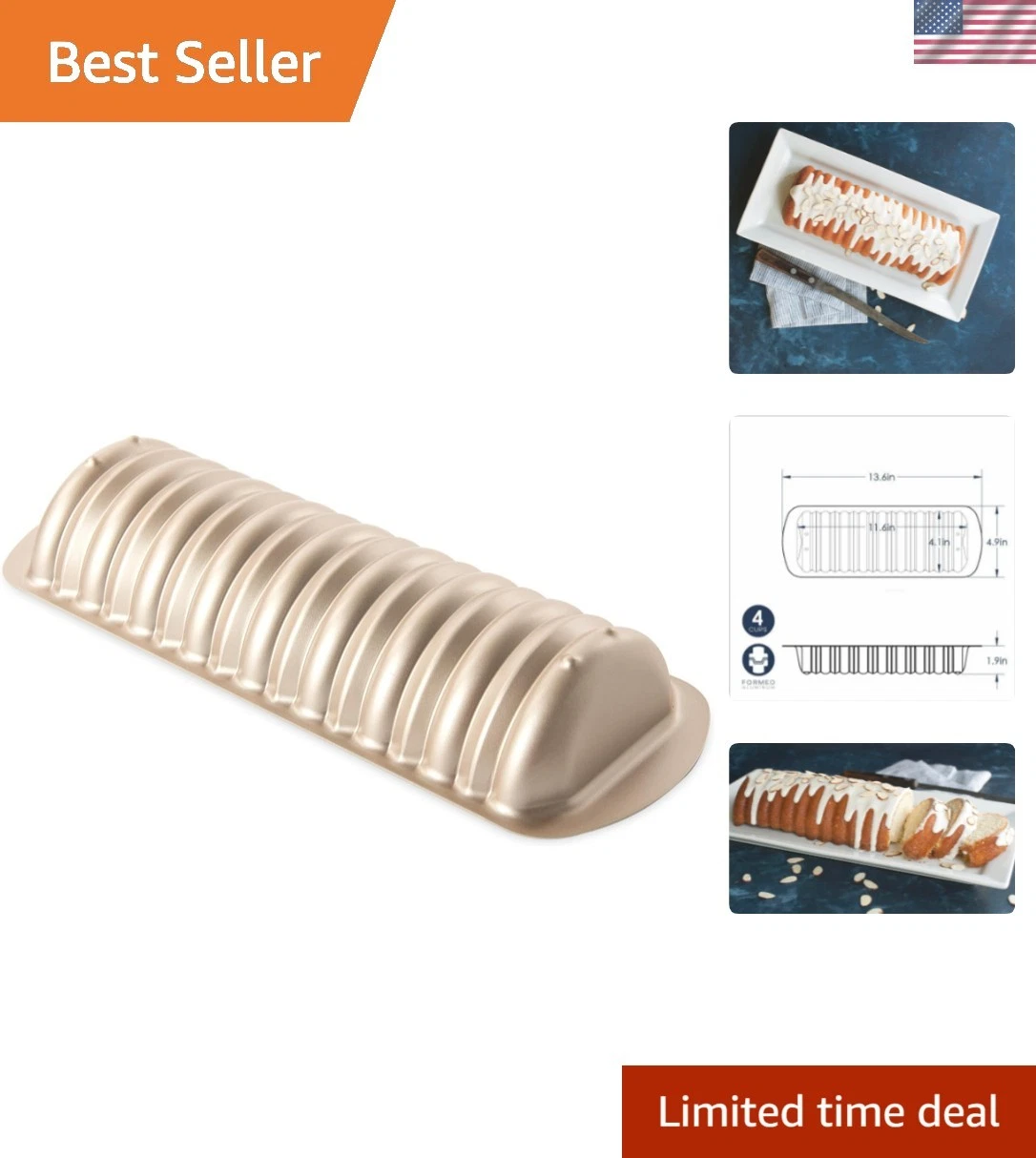 Golden Hour Nonstick Aluminum Loaf Pan – 4 Cup Capacity for Perfect Baking