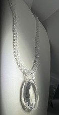 14k Sold Gold Designer SF Cut Crystal Pendant & Necklace