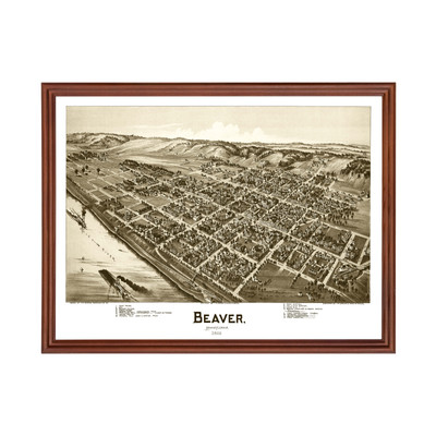 #ad Old Map of Beaver PA 1900 Vintage Beaver Pennsylvania Art $52.99
