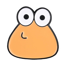 Cartoon Big-Eyed Orange Frog Expression Enamel Pin Playful Cute Surprised Face