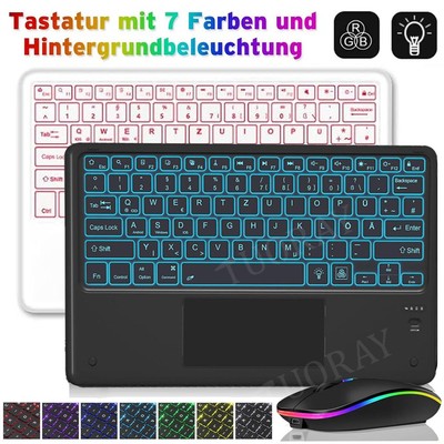 Für Xiaomi Mi Pad Teclast Blackview Nokia TCL QWERTZ Beleuchtete Tastatur Maus