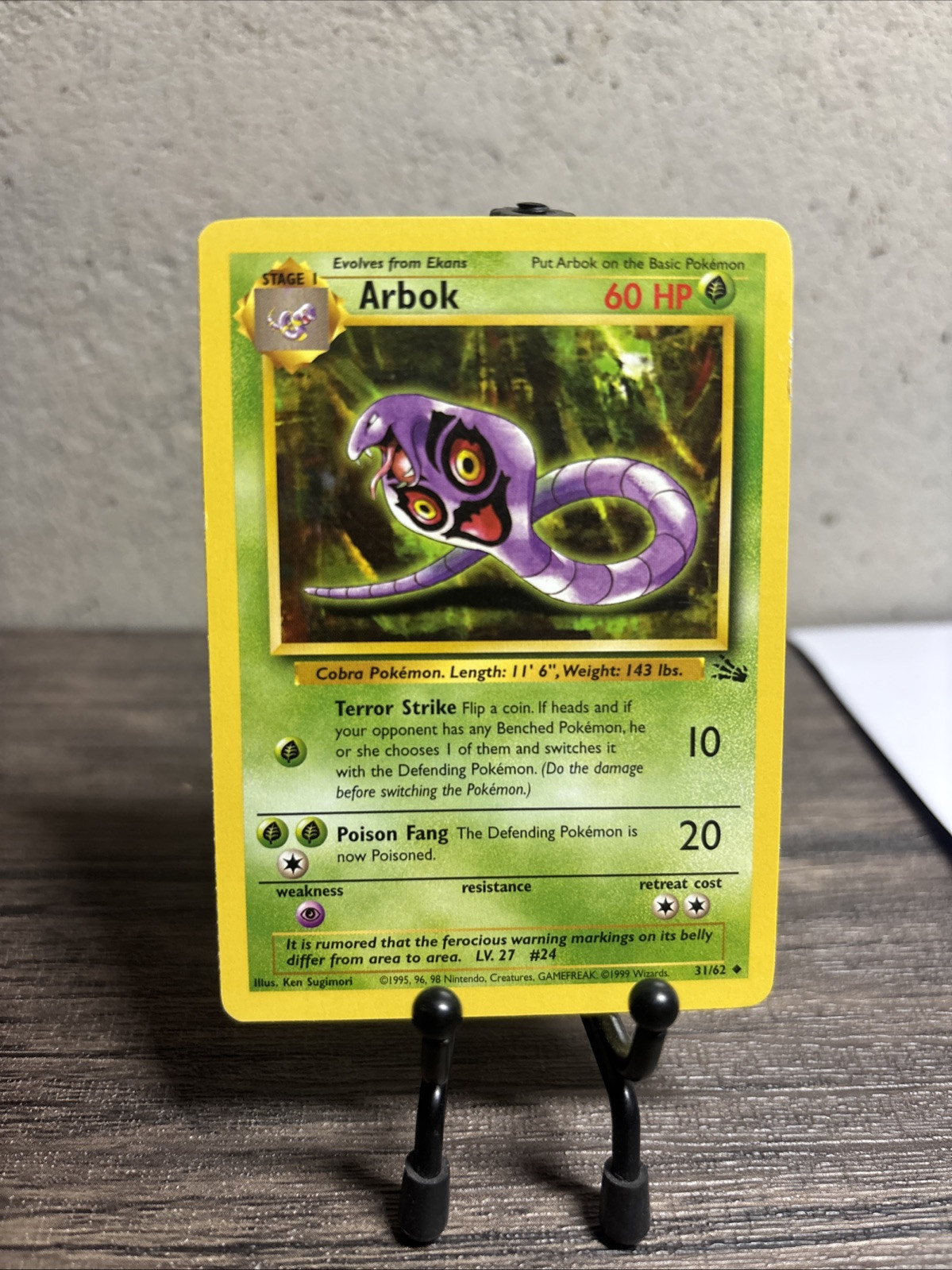 Pokemon Fossil Uncommon Card - Arbok 31/62 Unlimited Edition-Fast Shipping-LP!!