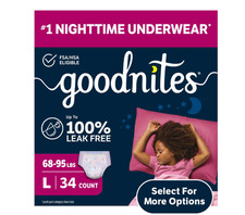 Goodnites Girls Overnight Bedwetting Underwear L 34 Count 68-95 lbs