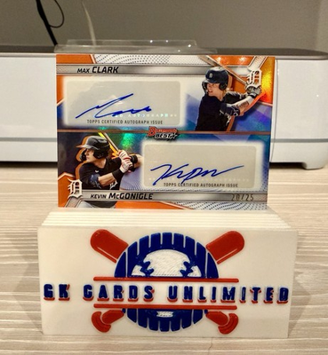 #ad 🔥🔥2025 Bowman’s Best Kevin McGonigle Max Clark Orange DUAL Auto 25 Tigers🔥🔥 $1250.00
