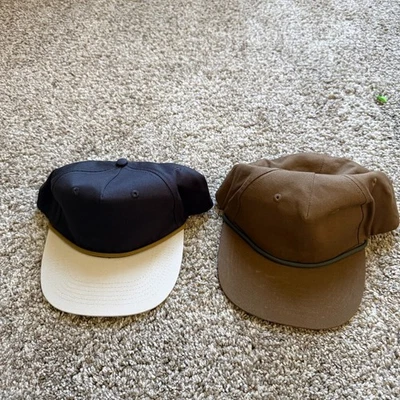 Lot of 2 - Lost Hat Co Goat Rope Trucker Hat Blank Snapback Navy White Brown - Image 1 of 4